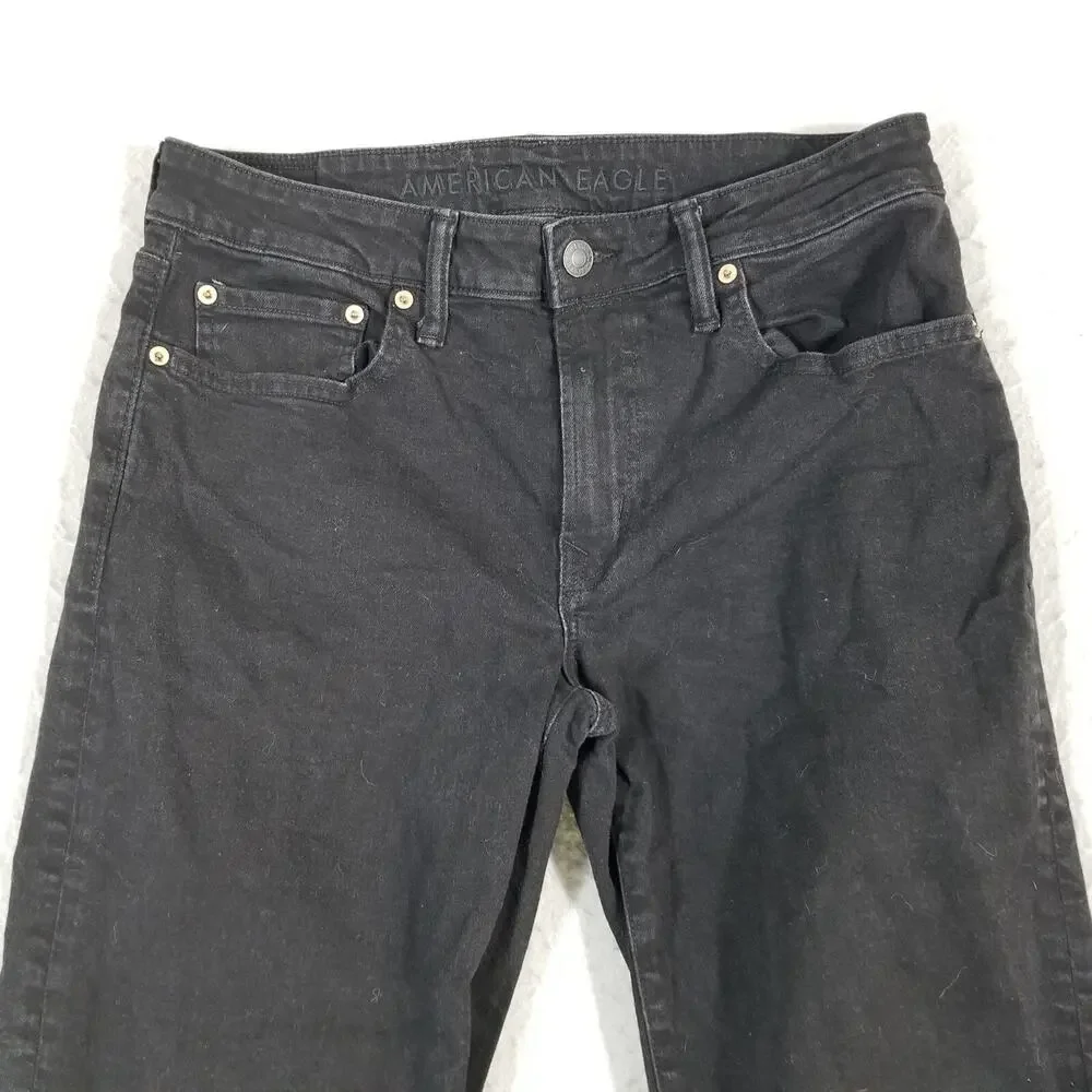 American Eagle jeans mens 31x30 straight fit Airflex+ black‎ stretch denim pants